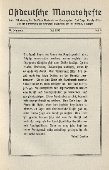 Ostdeutsche Monatshefte Nr. 4, Juli 1938, 19 Jahrgang