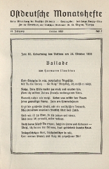 Ostdeutsche Monatshefte Nr. 7, Oktober 1938, 19 Jahrgang