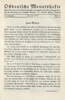 Ostdeutsche Monatshefte Nr. 10, Januar 1939, 19 Jahrgang