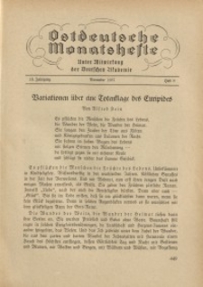 Ostdeutsche Monatshefte Nr. 8, November 1937, 18 Jahrgang