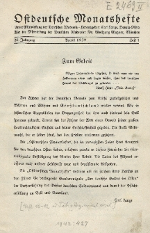 Ostdeutsche Monatshefte Nr. 1, April 1939, 20 Jahrgang