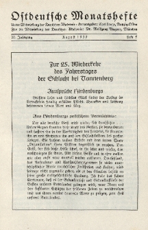 Ostdeutsche Monatshefte Nr. 5, August 1939, 20 Jahrgang