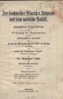 Der Hochmeister Winrich v. Kniprode und seine nordische Politik
