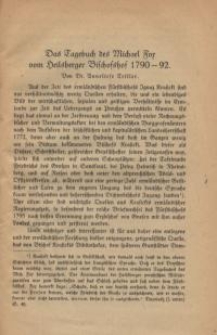 Das Tagebuch des Michael Fox vom Heilsberger Bischofshof 1790-92.