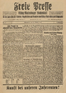 Freie Presse, Nr. 2 Sonnabend 10. Oktober 1925 1. Jahrgang