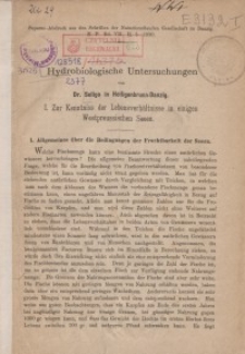 Hydrobiologische Untersuchungen : I. Zur Kenntnis der Lebensverhältnisse in einigen Westpreussischen Seeen