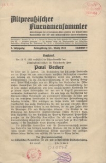 Altpreußischer Flurnamensammler, 3. Jahrgang 1932 – nr 5 März
