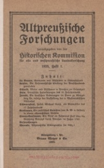 Altpreussische Forschungen, 2. Jahrgang 1925, H. 1, 2
