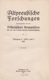 Altpreussische Forschungen, 4. Jahrgang 1927, H. 1, 2