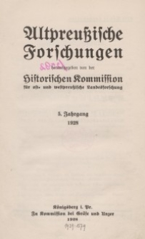 Altpreussische Forschungen, 5. Jahrgang 1928, H. 1