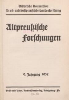 Altpreussische Forschungen, 9. Jahrgang 1932, H. 1
