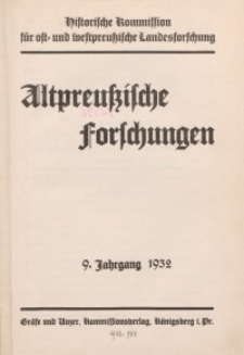 Altpreussische Forschungen, 9. Jahrgang 1932, H. 1