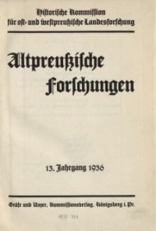 Altpreussische Forschungen, 13. Jahrgang 1936, H. 1