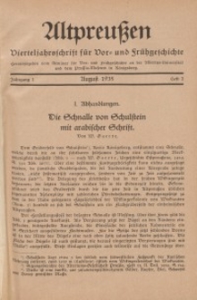 Altpreußen : Vierteljahrschrift für Vor- und Frühgeschichte, Jahrgang 1. 1935, August, Heft 2