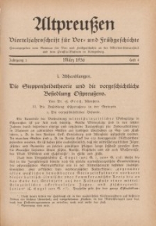 Altpreußen : Vierteljahrschrift für Vor- und Frühgeschichte, Jahrgang 1. 1935, August, Heft 2