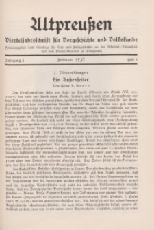 Altpreußen : Vierteljahrschrift für Vor- und Frühgeschichte, Jahrgang 2. 1937, Februar, Heft 2