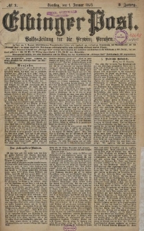 Elbinger Post, Nr. 1 Dienstag 1 Januar 1878, 5 Jahrg.