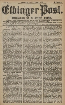 Elbinger Post, Nr. 2 Donnerstag 3 Januar 1878, 5 Jahrg.