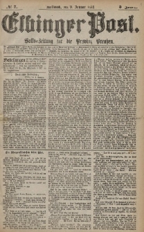 Elbinger Post, Nr. 7 Mittwoch 9 Januar 1878, 5 Jahrg.