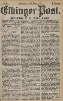 Elbinger Post, Nr. 8 Donnerstag 10 Januar 1878, 5 Jahrg.
