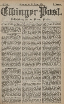 Elbinger Post, Nr. 10 Sonnabend 12 Januar 1878, 5 Jahrg.