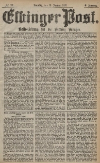 Elbinger Post, Nr. 11 Sonntag 13 Januar 1878, 5 Jahrg.