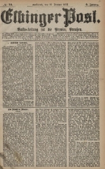Elbinger Post, Nr. 13 Mittwoch 16 Januar 1878, 5 Jahrg.