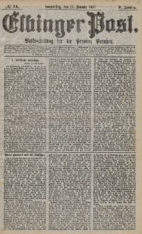 Elbinger Post, Nr. 14 Donnerstag 17 Januar 1878, 5 Jahrg.