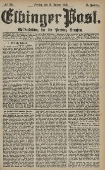 Elbinger Post, Nr. 15 Freitag 18 Januar 1878, 5 Jahrg.