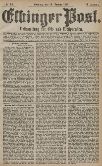 Elbinger Post, Nr. 17 Sonntag 20 Januar 1878, 5 Jahrg.