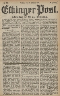 Elbinger Post, Nr. 18 Dienstag 22 Januar 1878, 5 Jahrg.
