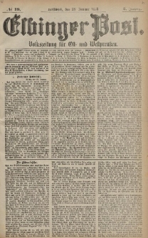Elbinger Post, Nr. 19 Mittwoch 23 Januar 1878, 5 Jahrg.