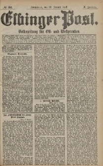 Elbinger Post, Nr. 22 Sonnabend 26 Januar 1878, 5 Jahrg.