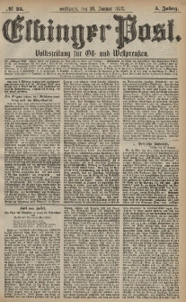 Elbinger Post, Nr. 25 Mittwoch 30 Januar 1878, 5 Jahrg.