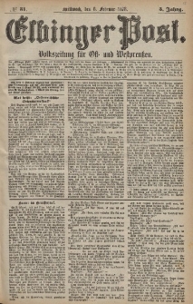 Elbinger Post, Nr. 31 Mittwoch 6 Februar 1878, 5 Jahrg.