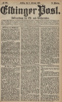 Elbinger Post, Nr. 33 Freitag 8 Februar 1878, 5 Jahrg.