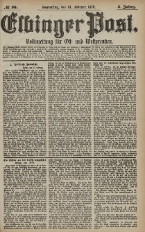 Elbinger Post, Nr. 38 Donnerstag 14 Februar 1878, 5 Jahrg.