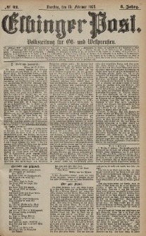 Elbinger Post, Nr. 42 Dienstag 19 Februar 1878, 5 Jahrg.
