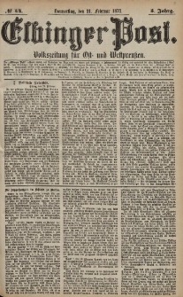 Elbinger Post, Nr. 44 Donnerstag 21 Februar 1878, 5 Jahrg.