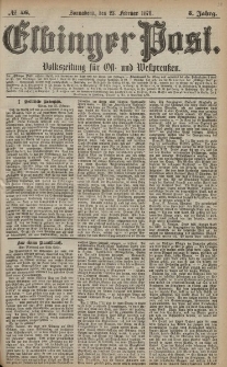 Elbinger Post, Nr. 46 Sonnabend 23 Februar 1878, 5 Jahrg.