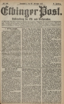 Elbinger Post, Nr. 46 Sonnabend 23 Februar 1878, 5 Jahrg.