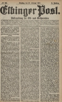 Elbinger Post, Nr. 48 Dienstag 26 Februar 1878, 5 Jahrg.