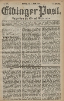 Elbinger Post, Nr. 51 Freitag 1 März 1878, 5 Jahrg.