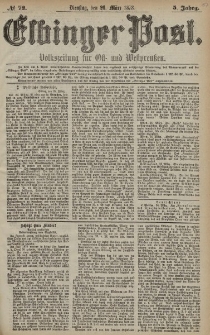 Elbinger Post, Nr. 72 Dienstag 26 März 1878, 5 Jahrg.