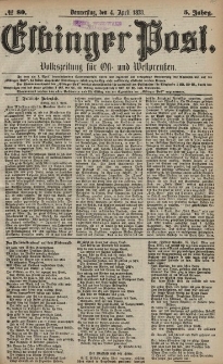 Elbinger Post, Nr. 80 Donnerstag 4 April 1878, 5 Jahrg.