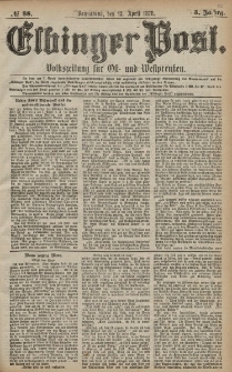 Elbinger Post, Nr. 88 Sonnabend 13 April 1878, 5 Jahrg.