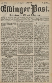 Elbinger Post, Nr. 103 Freitag 3 Mai 1878, 5 Jahrg.