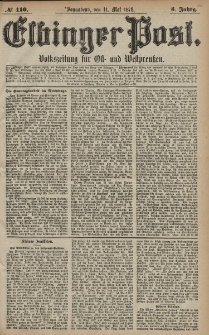 Elbinger Post, Nr. 110 Sonnabend 11 Mai 1878, 5 Jahrg.
