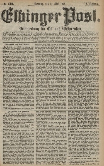 Elbinger Post, Nr. 112 Dienstag 14 Mai 1878, 5 Jahrg.
