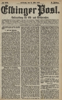 Elbinger Post, Nr. 113 Mittwoch 15 Mai 1878, 5 Jahrg.